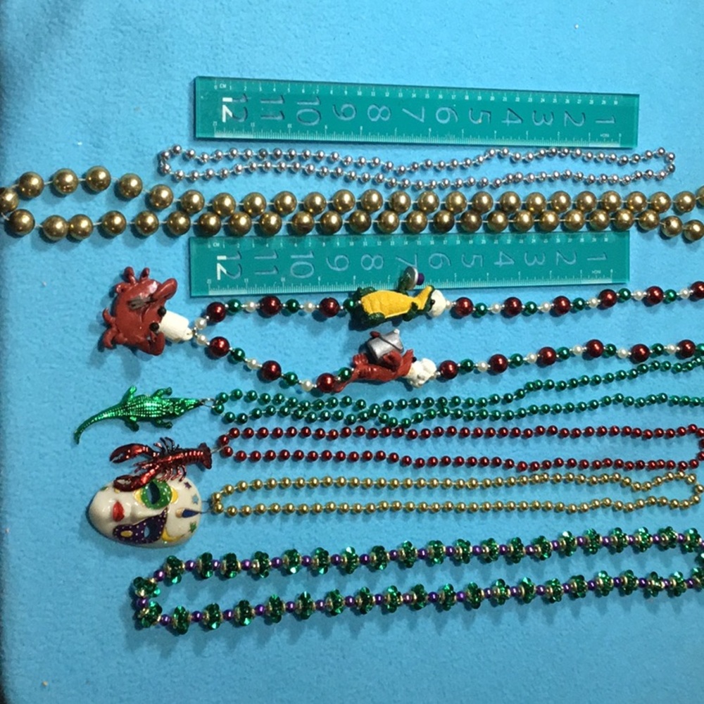 Seven Authentic Creole Mardi Gras Beads